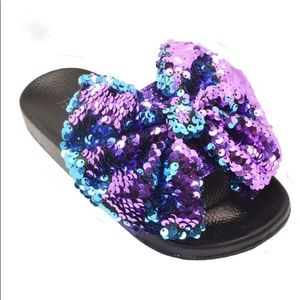 Mermaid inspired flip flop slides